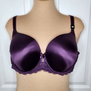 Torrid Curves Lighly Lined T-shirt Bra Purple Lace Trim 42C